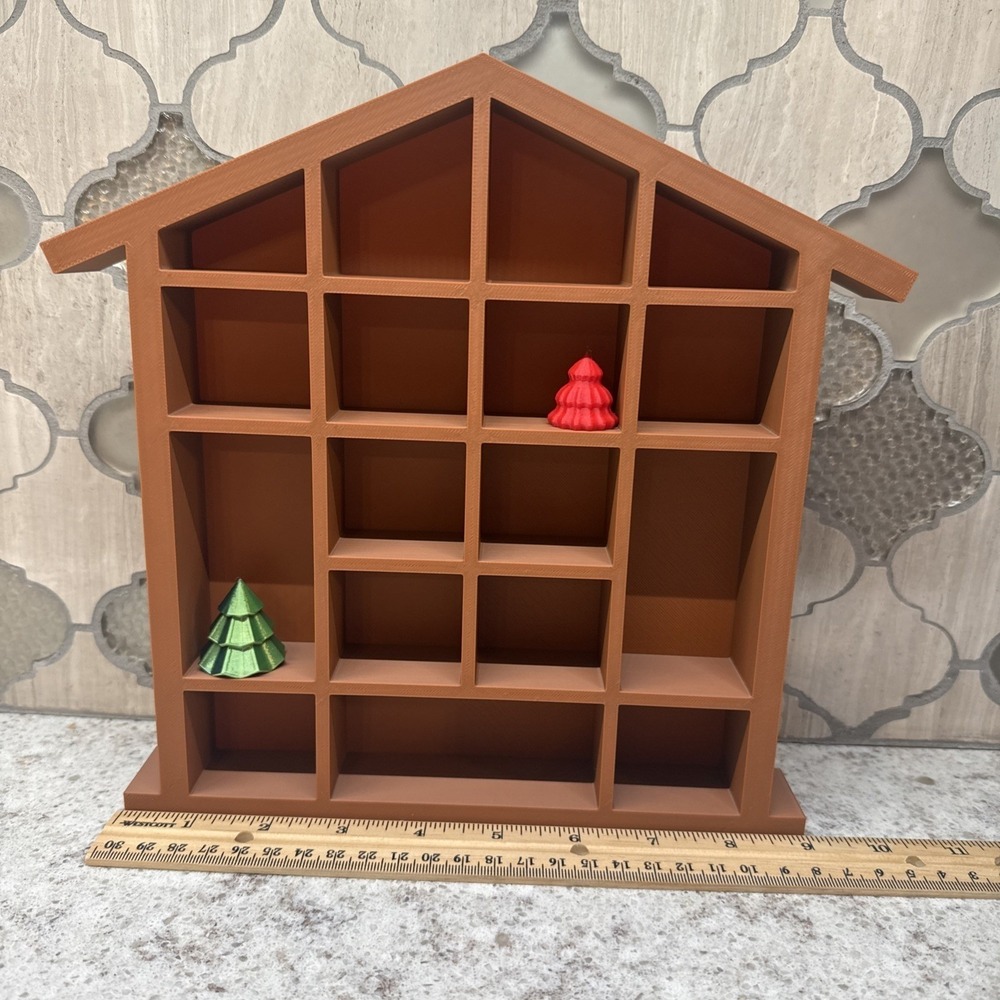 House‎ Shaped Trinket Tray Display 1:12 Brown Miniatures Minis Shelf 9"x9.5"